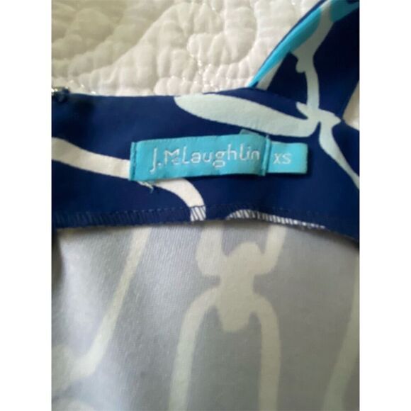 J. McLaughlin Maxi Dress XS Blue Chain Print Sleeveless V-Neck Long Dress - Picture 3 of 13